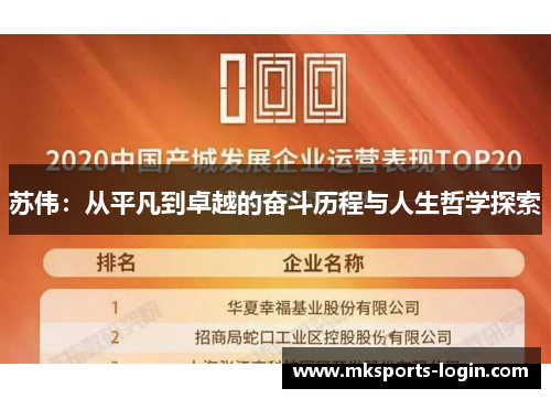 苏伟：从平凡到卓越的奋斗历程与人生哲学探索